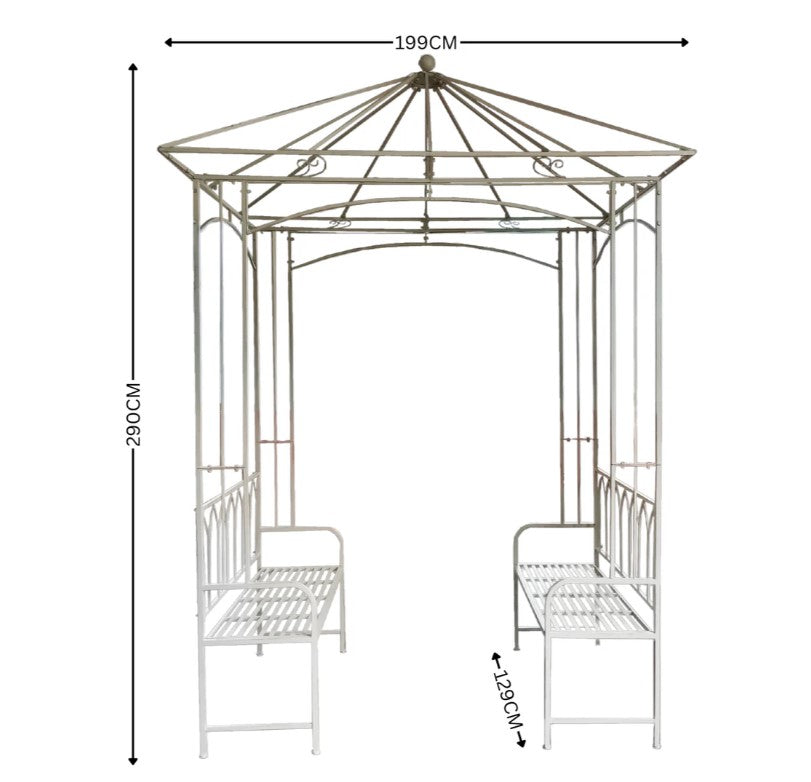 Arbour with Bench Seats - Cream